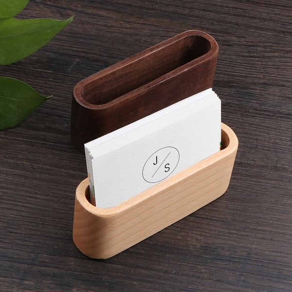 

deskname card organizer wooden box business holder wood credit id storage case for desk counterstyle