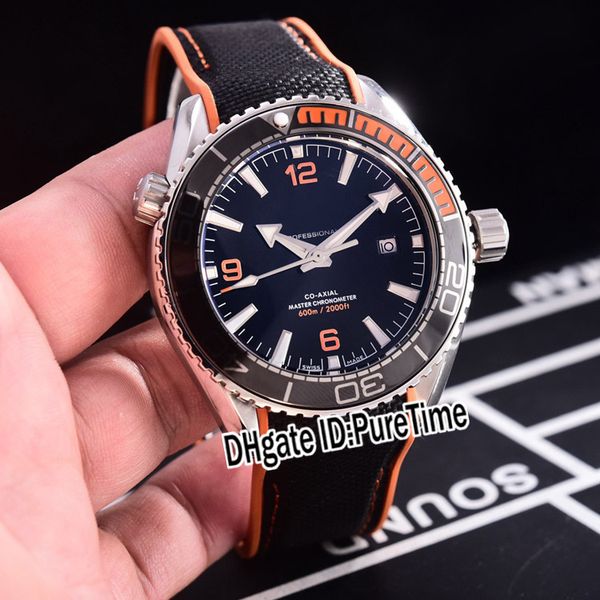 

planet ocean co-axial 600m 215.32.44.21.01.001 cal.8900 automatic mens watch black orange ceramics bezel black dial nylon puretime e243e5, Slivery;brown