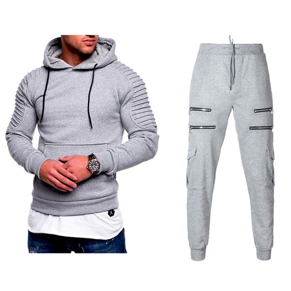 

mens designer tracksuits camouflage fashion long sleeve fitness 2pcs sets casual mens plus size pullover suits, Gray