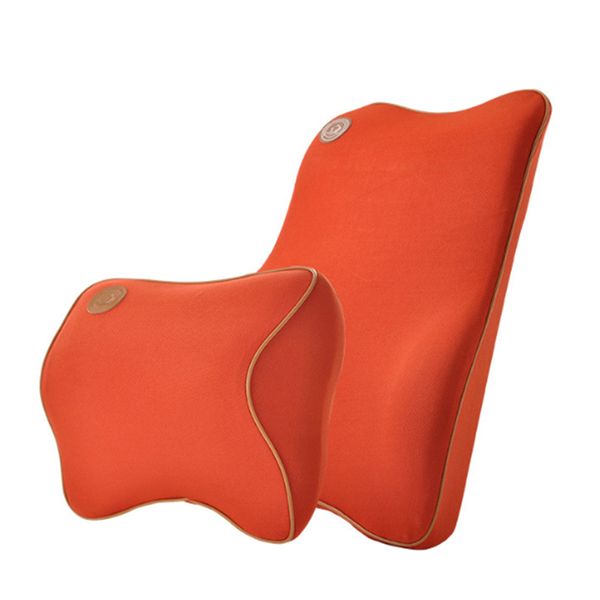 

2pcs/set support accessories home back gift memory foam ergonomic headrest office zipper solid car driving lumbar cushion