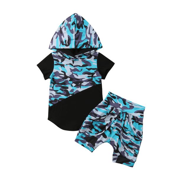 

2pcs kids camo hooded clothes set newborn baby boy girl camouflage hoodie shirt +shorts outfits clothing sets, White