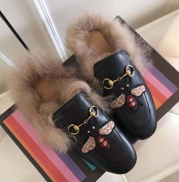 

italy brand designers slides luxury designer shoes loafers ladies casual leather velvet slippers genuine leather sandals fur slippers 11, Black