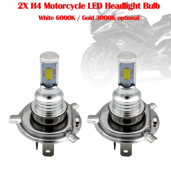 

wupp 2xh4 motorcycle led headlight bulb 3570csp chip bright white 6000k / gold 3000k 30000 hours long service life#701y20