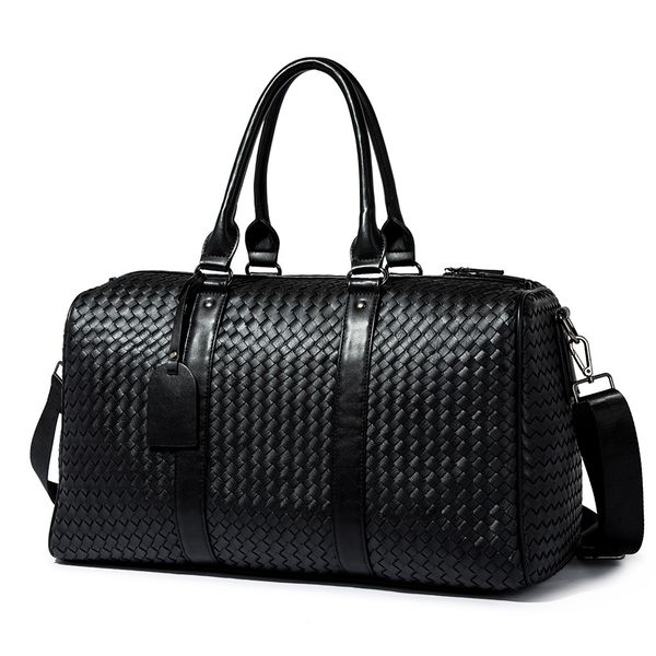 

2019 men's black handbag travel bag waterproof leather large capacity travel duffle multifunction tote casual crossbody bags