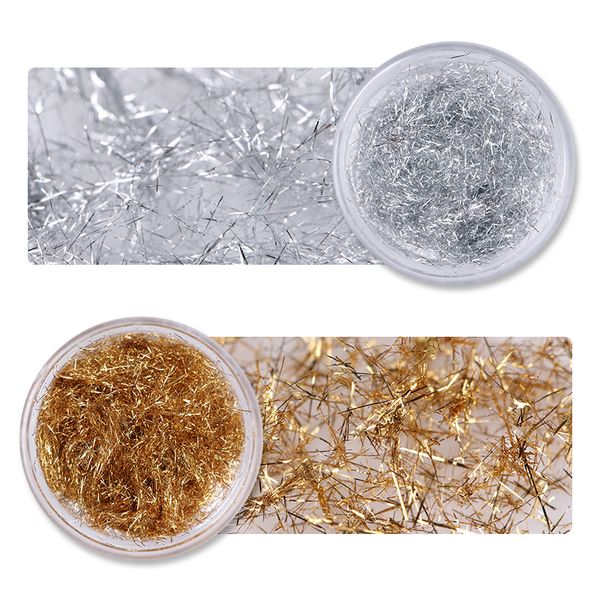 

1 box gold silver nail strip metal wire line mirror flakies nail uv gel polish art 3d decoration diy accessories, Silver;gold
