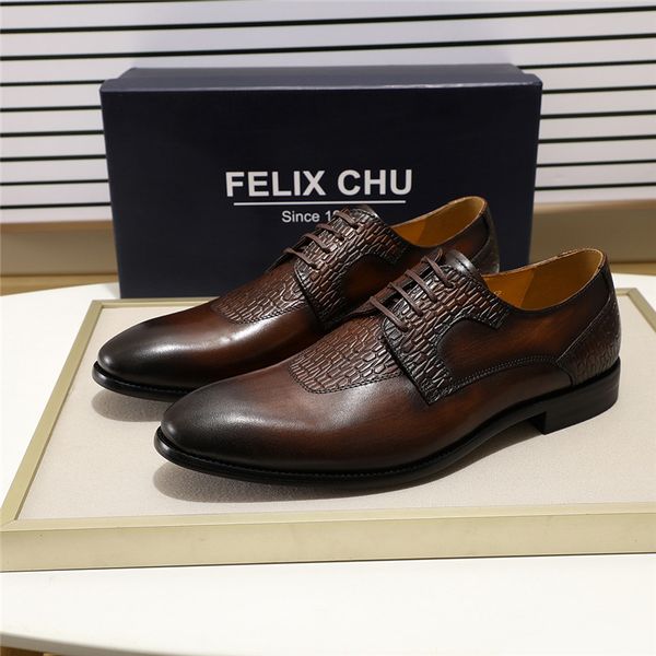 

brand new genuine leather men derby shoes vintage lace-up office work formal dress shoes male black coffee