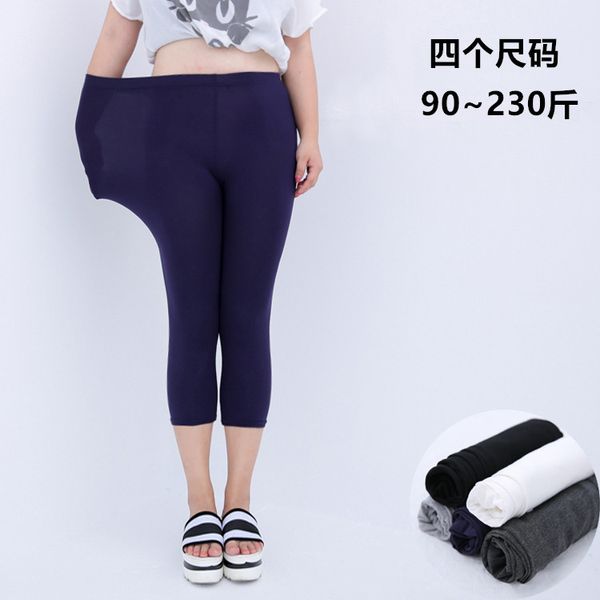 

new style leggings women plus size cropped leggings thin women's modal elasticity slim-fit pants casual thin moda mujer 2018, Black