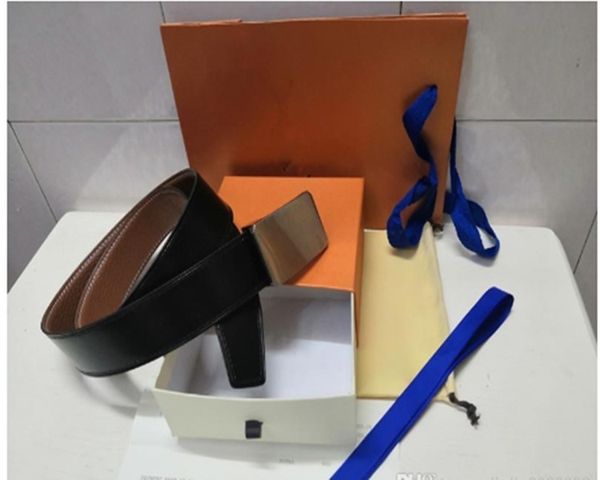 

2019 men and women leather belts premium leather fashion leather belts men belt + box, Black;brown