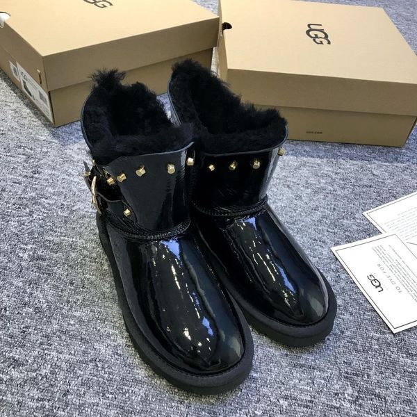 

australia womenss quincy winter boot fashion sheepskin leather women ankle winter boots for women natural fur lined short snow boots shoes, Black