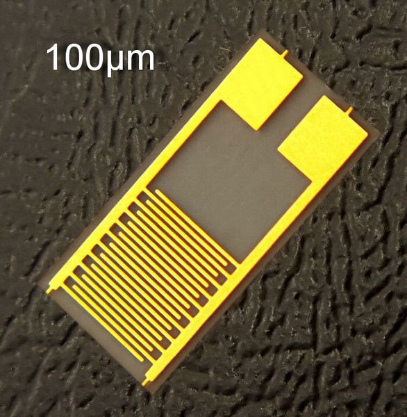 

100 microns flexible interdigitated gold electrodes ide pet gas sensor interdigital capacitor arrays wearable device chip new (5mm-10mm)