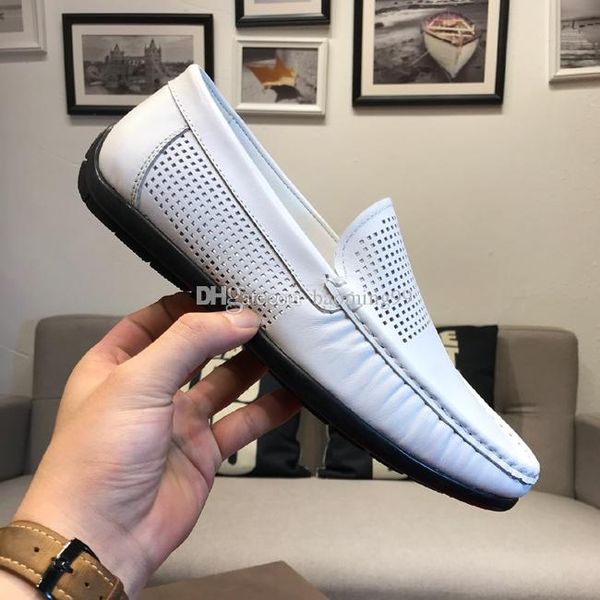 

2019 new mens designer dress shoes genuine leather metal snap peas wedding shoes classic fashion men's shoes big size loafers, Black