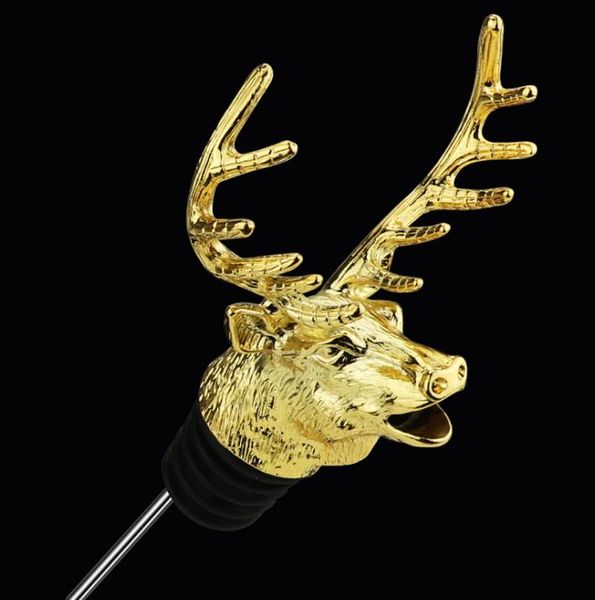 Elk Deer Head Wine Aerator Pourer feito de liga de zinco borracha de silicone Eco-Friendly Fantastic Beast bico reutilizável ferramentas de servidor de vinho