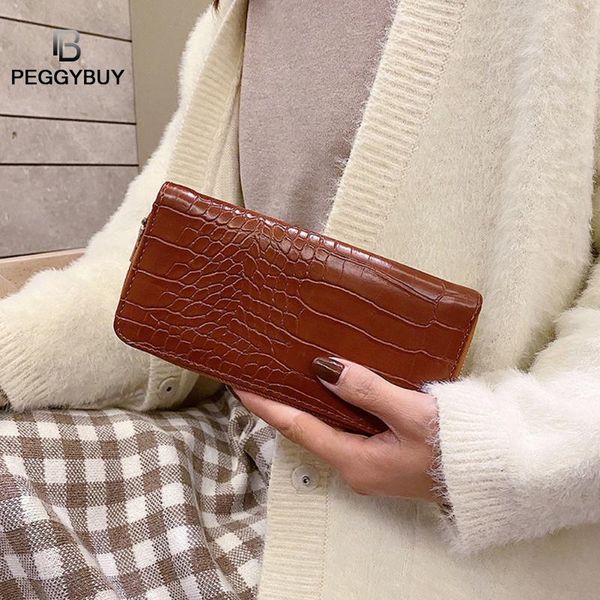 

мода кожи крокодила кошелек женщины длинный кошелек на молнии деньги карты сумки крокодил кошелек сцепления carteiras femininas dropshipping, Red;black