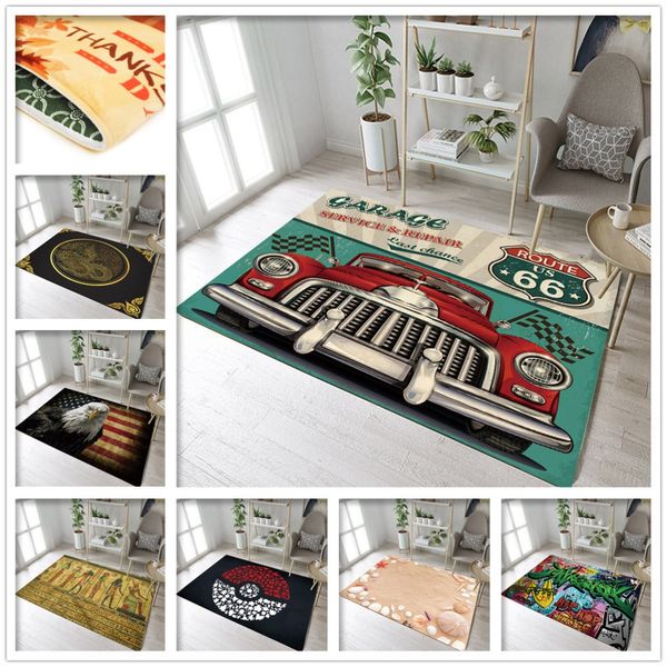 Retro Route 66 Rugs And Memory Foam Carpets For Kids Baby Home Living Room Large Bedroom Kitchen Door Floor Bath Mats Office Carpet Prices Car Pets