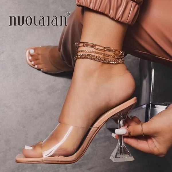 

fashion pvc women sandals summer open toed high heels women transparent heel sandals slippers woman party shoes discount pumps t200529, Black