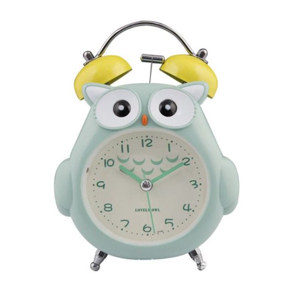 

lovely cartoon owl alarm clock night light bedside silent bedroom home decor t8we