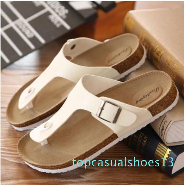

wholesale-selling men cork sandals summer sandals slippers women casual sandals genuine flip flops white black us size 5.5-9.5 t13