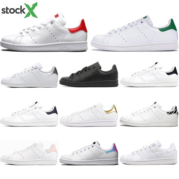 

with socks 2020 designers women men stan shoes oreo triple white smith casual sneakers leather classic flats 36-44, Black