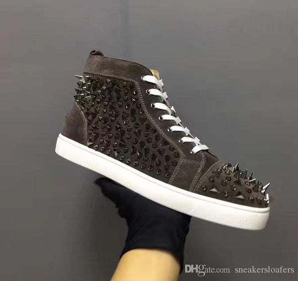 

new rantus orlato men's flats suede sneakers men red bottom shoes,2019new pik pik studs shoes no limit red rhinestones high sneakers, Black