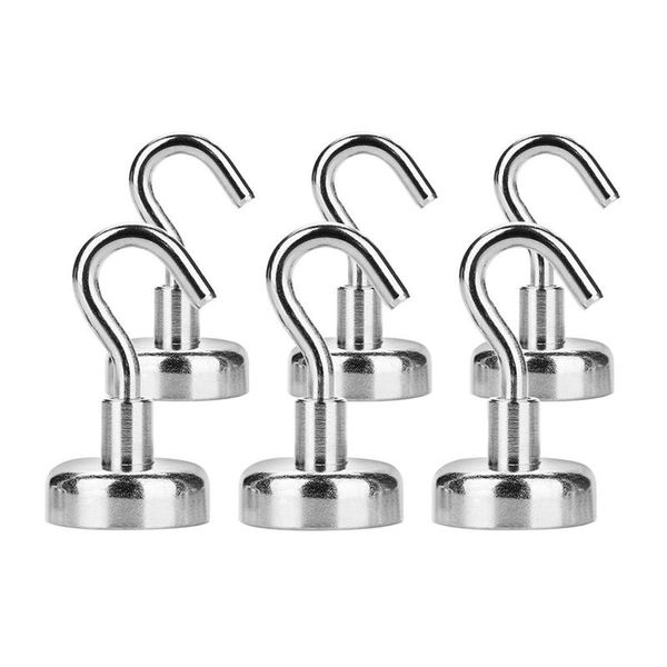 

6pcs magnetic hooks, 25lb neodymium heavy duty magnetic hooks,indoor/outdoor magnet hanging hook for home, kitchen, wo