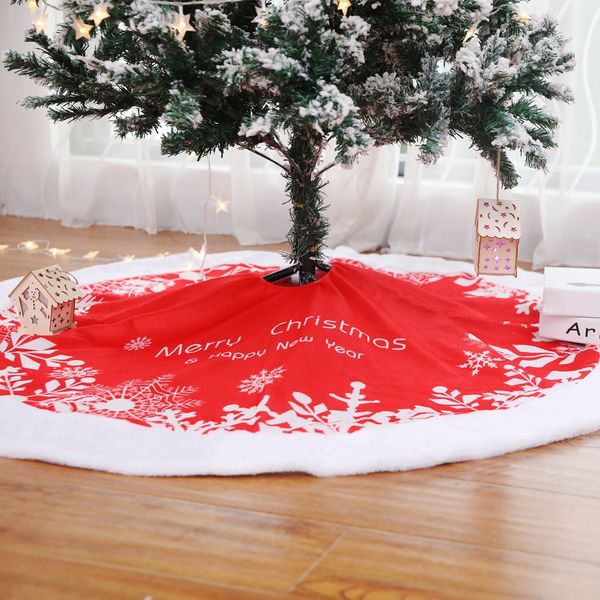 

plush snowflake christmas tree skirt ornament 48inch diameter carpet merry christmas decoration home natal natal tree skirts