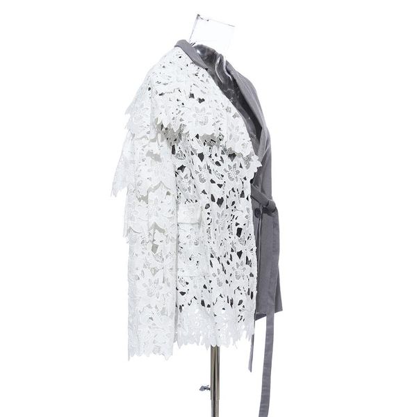 

lace stitching irregular q107, White;black