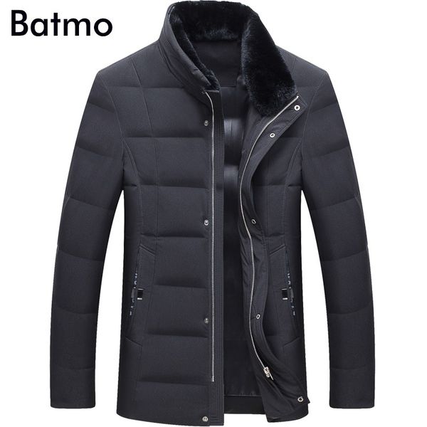 

batmo 2018 new arrival winter warm 80% white duck down fur collars jakcet men,winter coat men,parka men,17083, Black