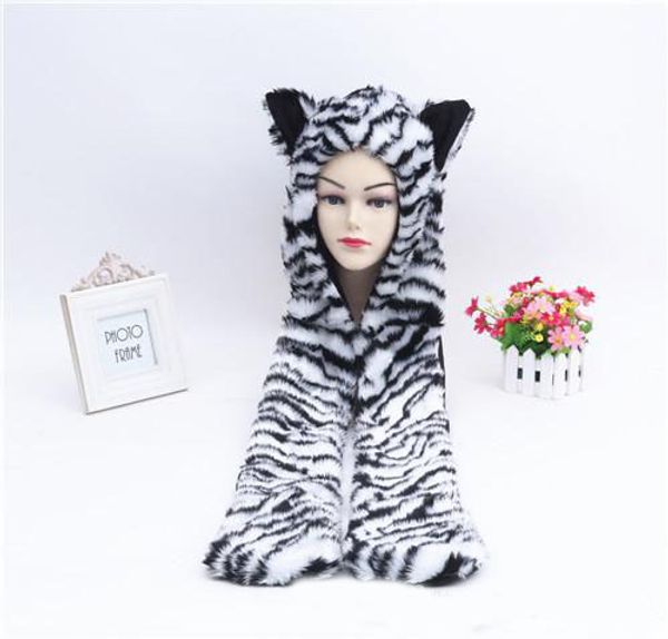 

woman winter hat 2016 anime spirit paws ears faux animal hood hoods mittens gloves scarf party cosplay gift hats, Blue;gray