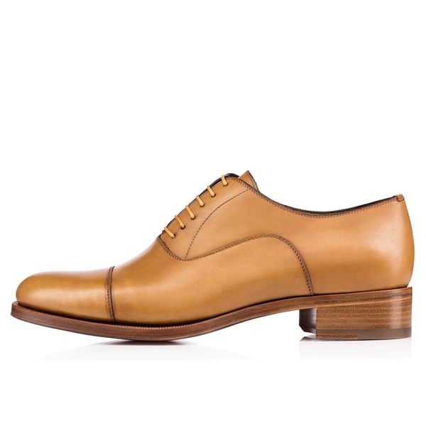 

original box]luxury men red bottom shoes trepeter calf mat dress shoes, leather shoes, business shoes,low heel leather shoes, Black