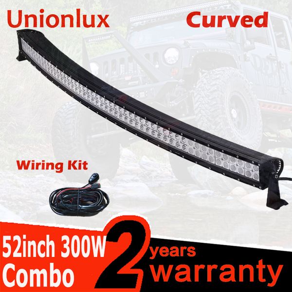 

52'' inch300w combo waterproof ip67 double rows off road car work 300w curved led work light bars