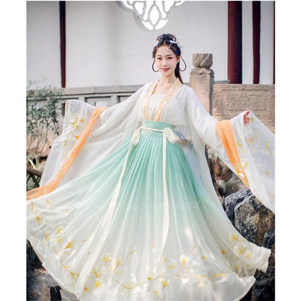 

chinese traditional clothing hanfu dress for women girls festival fancy folk dance costume stage performance printed skirt set, Black;red