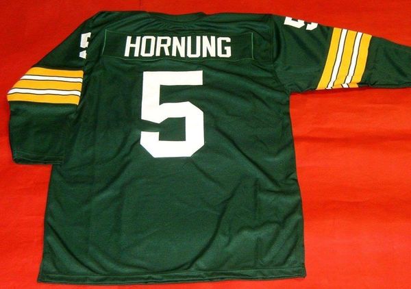 

retro #5 paul hornung custom green 3/4 sleeve jersey mens stitching high-end size s-5xl football jerseys college ncaa, Black;red