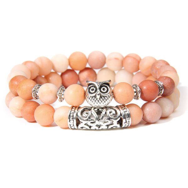 

vinswet owl bracelet jewelry pink aventurine stone bracelets men women mirco pava cz charm bracelet set bileklik pulseras mujer, Black