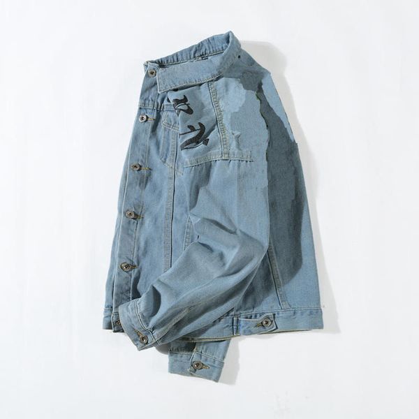 

men's denim jacket fashion jacket autumn motorcycle causal men and women denim jacket vintage style sky blue denim size m-2xl wholesale