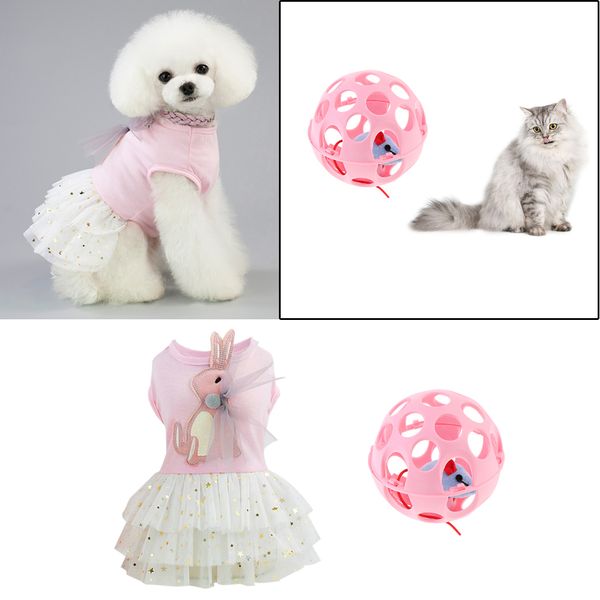 

interactive toys cat balls toys + small dog princess dress spring summer pet puppy clothes