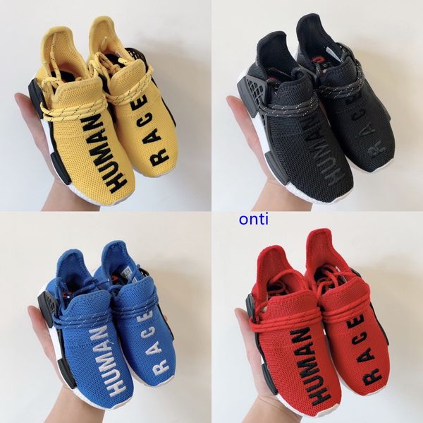 

2020 human race kids running shoes pharrell williams human races pharell williams boy girl children trainers sports designer sneakers 26-35, Black