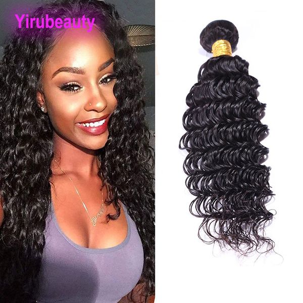 Malaysisches Menschenhaar 1 Bundle Deep Wave Curly 10A Virgin Hair Extensions One Bundle Hair Weaves 8-28inch Yiruhair für Ihre Schönheit