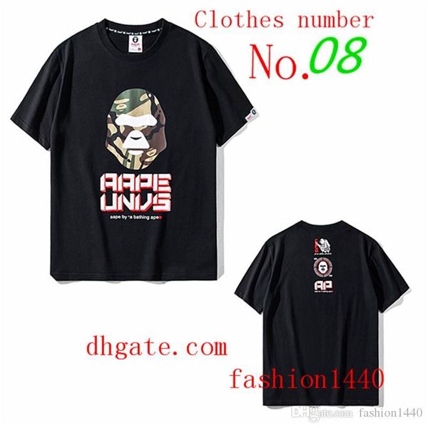 

20 apes men's cotton t-shirt street fashion women's short sleeve girls boys summer clothing brand alliance ape hip hop cartoon let, Black