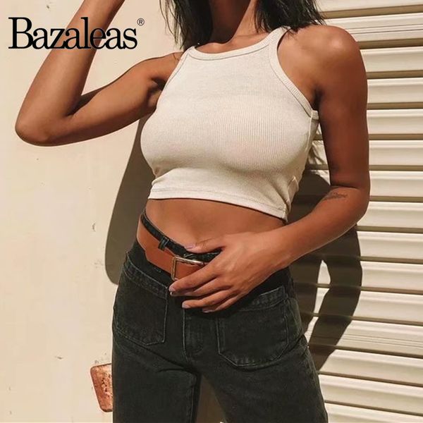 

bazaleas streetwear straps women camis fashion white women crop basic tank top