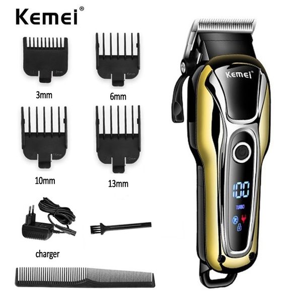

1 x fast charge 100-240v electric clipper stainless steel blade trimer cutter cordless shaver razor men lcd display for km-1990 homeindustry