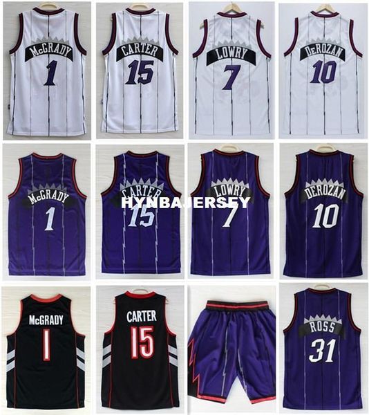 

wholesale men's #15 vc jersey #1 mcgrady ld retro basketball jersey stitched logo ncaa college, Black;blue