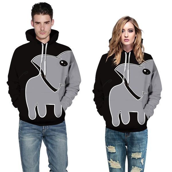 

new style men's designer hoodies stretch sweatshirts hip hop pullovers sportswear 3d printing elephant couples with clothing s-5xl 124, Black