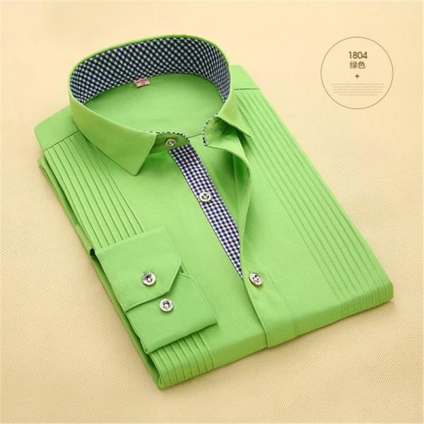 

2018 mens slim-fit size 38-44 multi-color optional spring dress shirts formal non iron wedding solid long sleeve business, White;black