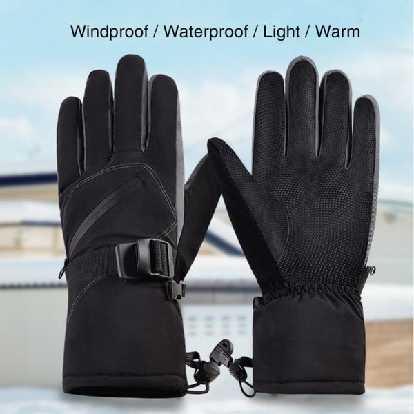 

cold protection warm and slippery thickening winter skiing outdoor sports gloves windproof waterproof membrane, Blue;gray