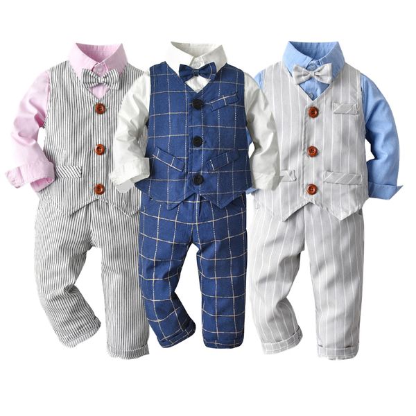 

spring baby boy clothes gentleman wedding party shirt + vest + pants explosion models autumn childrens clothing kids long-sleeve shirt vest