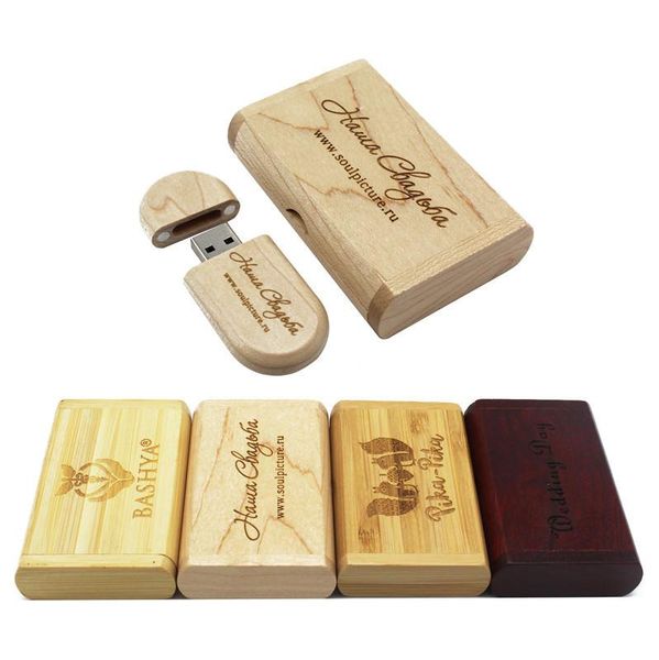 

wholesale usb flash drive 4gb 8gb 16gb 32gb pen drives maple wood usb stick with the wood box