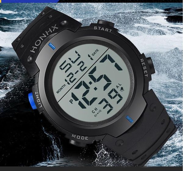 

sports electronic watch student man big screen led electronic watch 9001-1, Slivery;brown