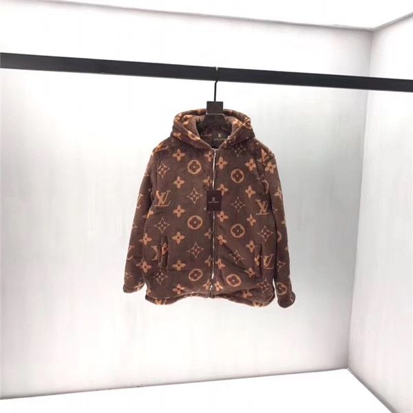 

19fw new luxurious brands design monogram fleece warm sweater hoodies coat men women outdoor streetwear sweatshirt jackets, Blue;black