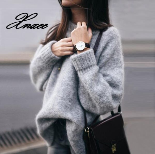 

2019 winter autumn women sweater pullovers knitted fashion thicken warm loose casual female outwear large size, White;black
