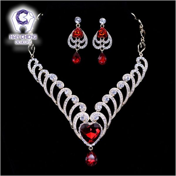

hancheng fashion hollow waves heart rhinestone created crystal statement necklace women jewelry leagtha golden metal collier, Silver